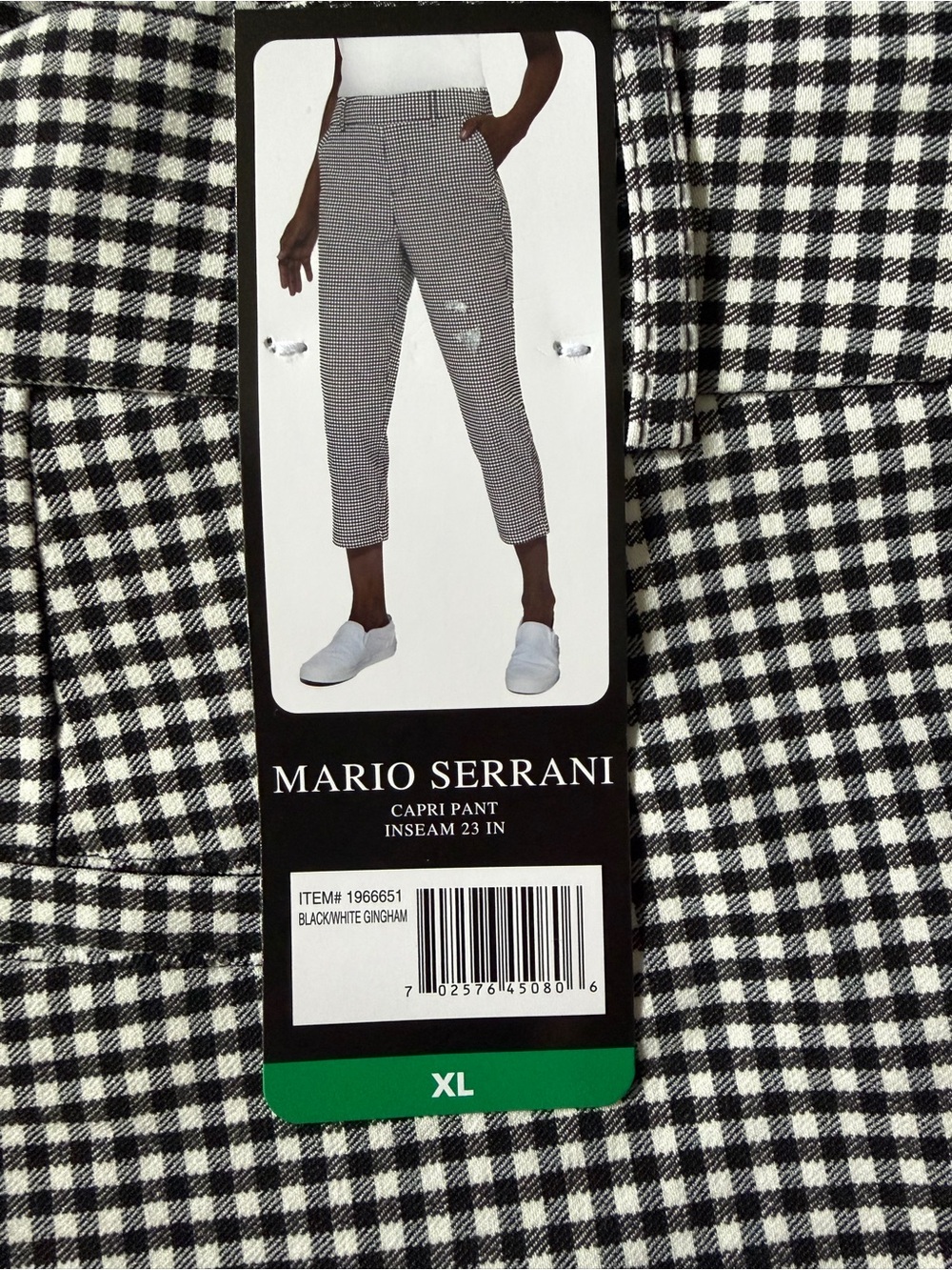 Mario Serrani Black & White Houndstooth Cropped Pants - Picture 2 of 5